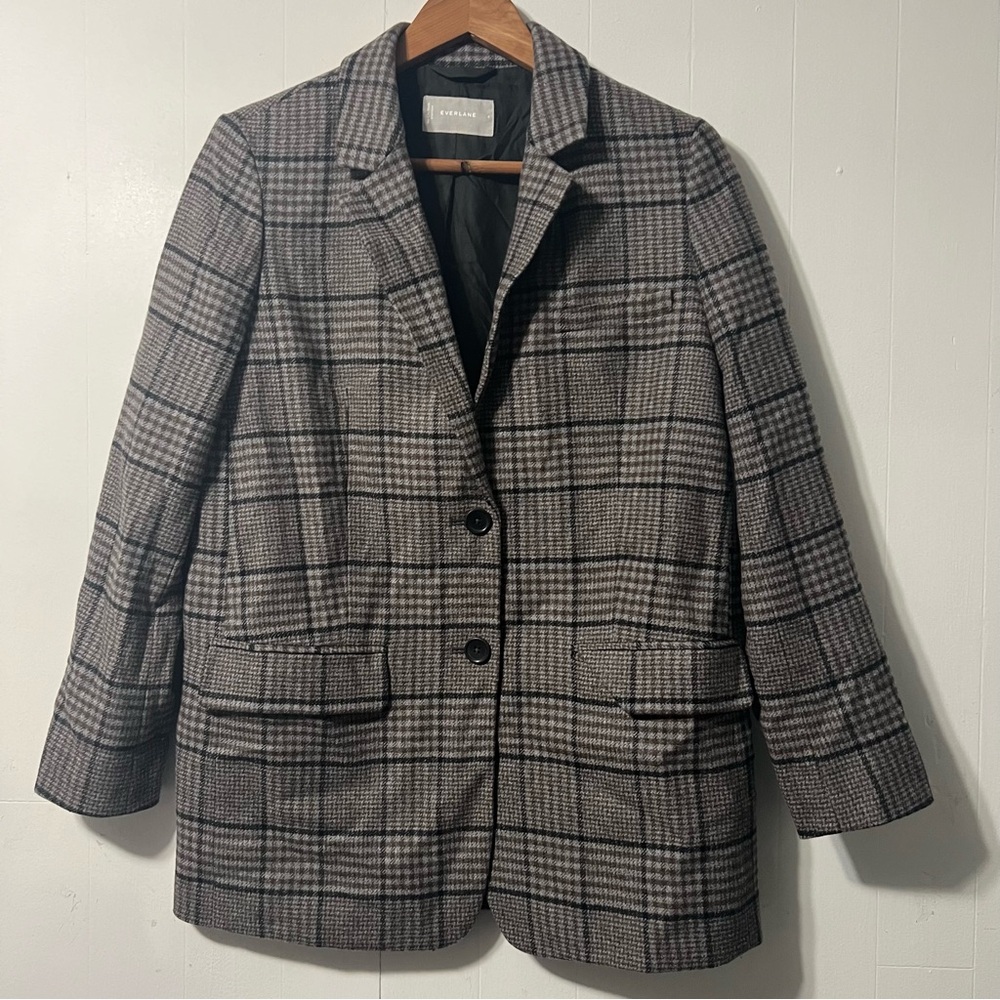 Everlane The Oversized Wool Blend Glen Plaid Preppy Academia Blazer Size 4